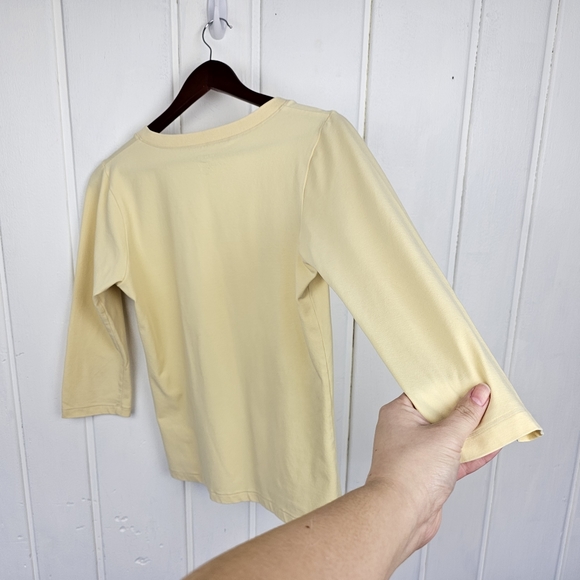 Patagonia Yellow Organic Cotton V Neck 3/4 Sleeve Basic Top Women's Medium - Picture 2 of 10